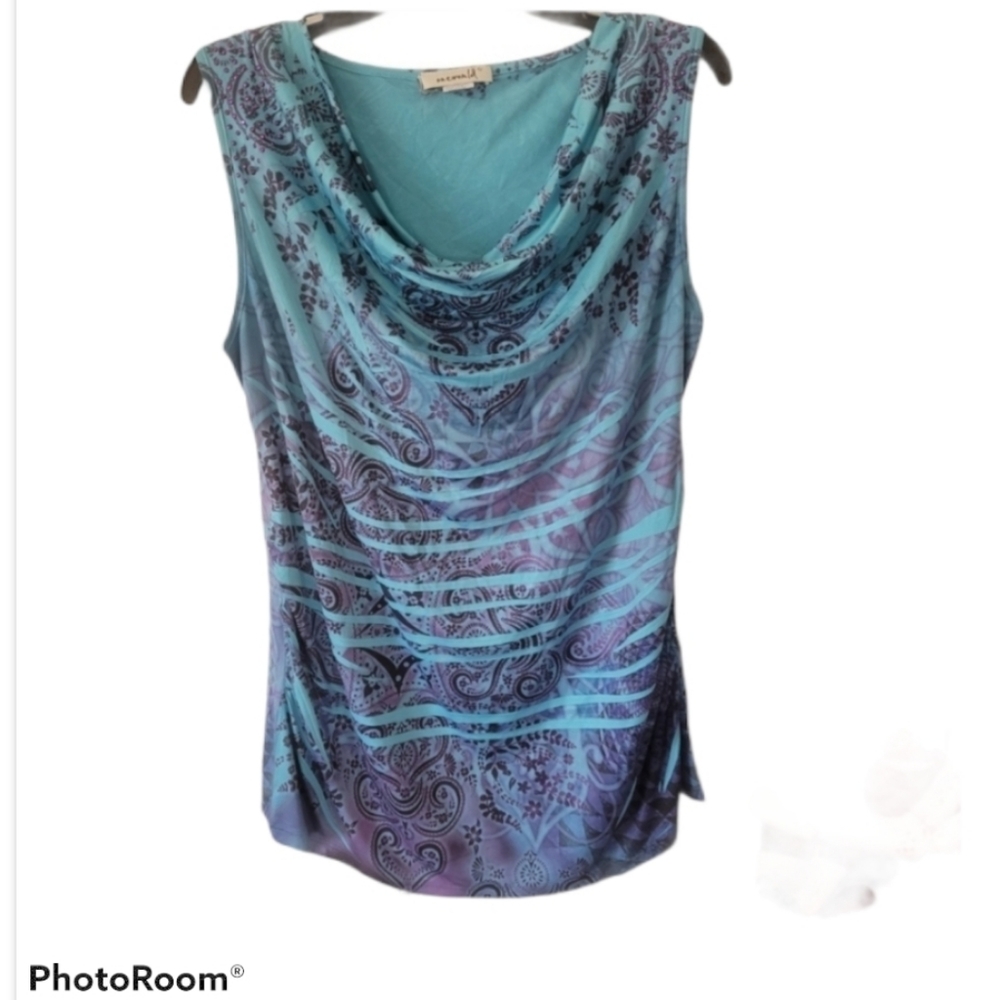 One World Sleeveless Blouse with Gems Blue Purple